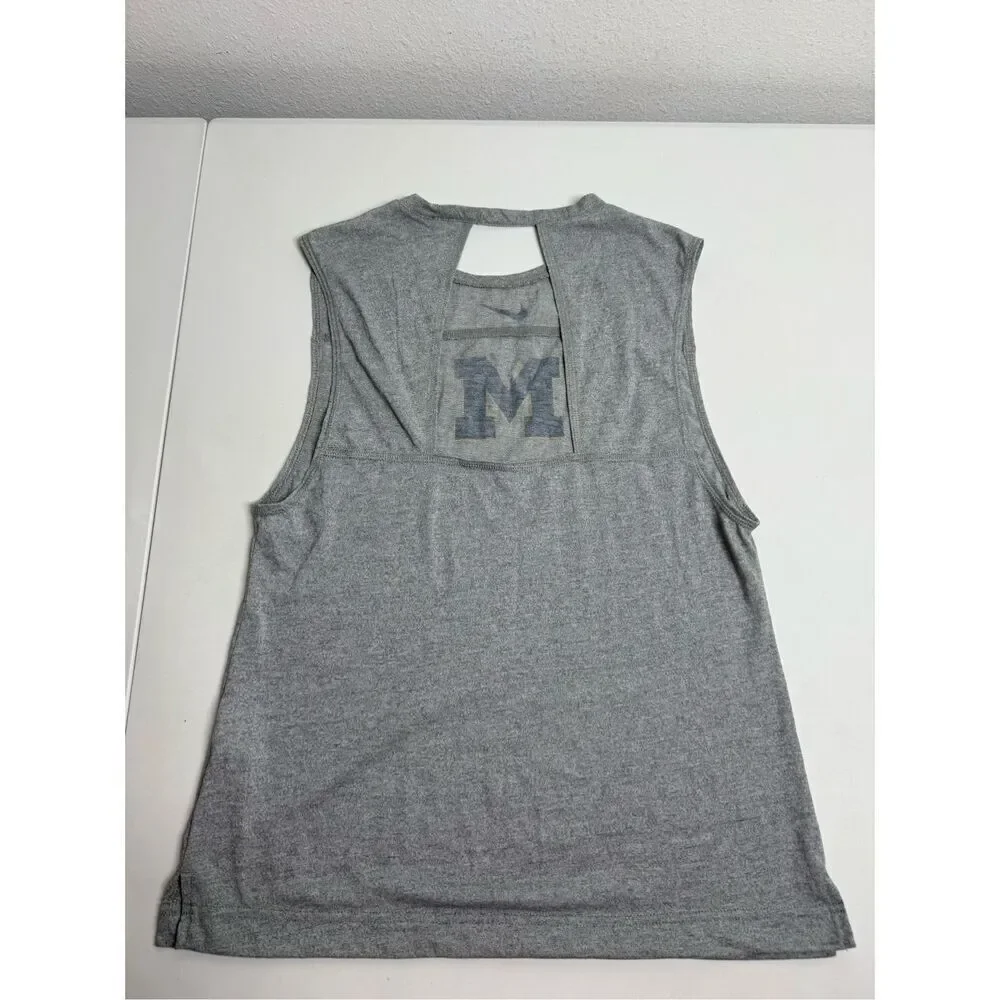 Nike Womens Sleeveless Tank Top Gray Michigan Logo M Dri Fit